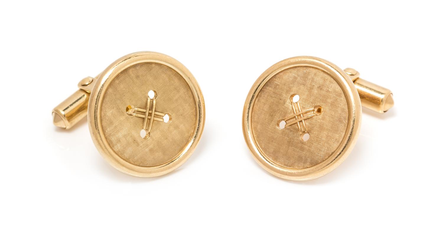 YELLOW GOLD BUTTON MOTIF CUFFLINKS