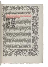 [FINE PRESS & LIVRE D'ARTISTE]. -- [KELMSCOTT PRESS]. LEFEVRE, Raoul. The Recuyell of the Historyes of Troye . Translated by William Caxton, edited by H. Halliday Sparling. Hammersmith: Kelmscott Press, 1892.