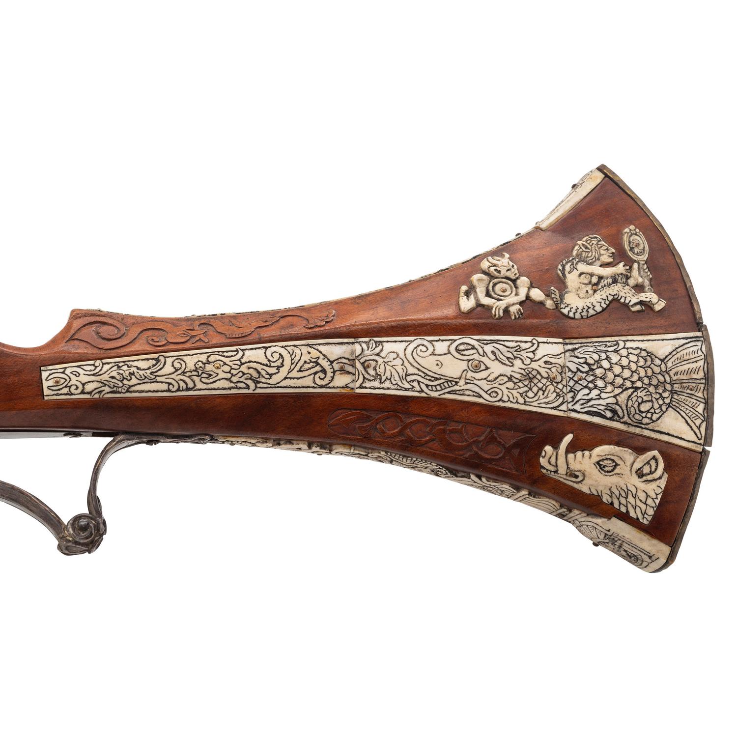 Contemporary Flintlock Rifle in the Style of an Elizabethan Carbine by John B. Derrick (American, b.1936)