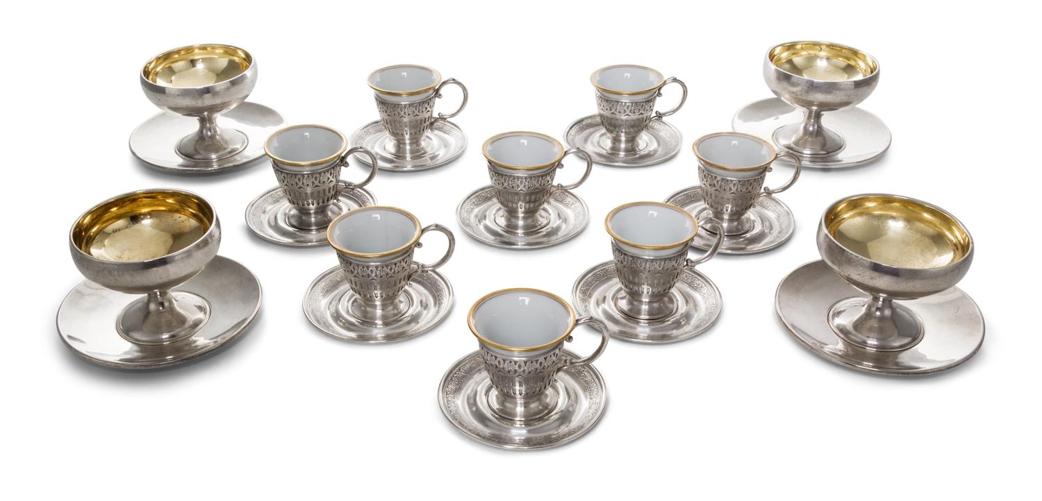 A Set of American Silver Table Articles, Webster Company, North Attleboro, MA, Early 20th Century, comprising four sherbets with underp