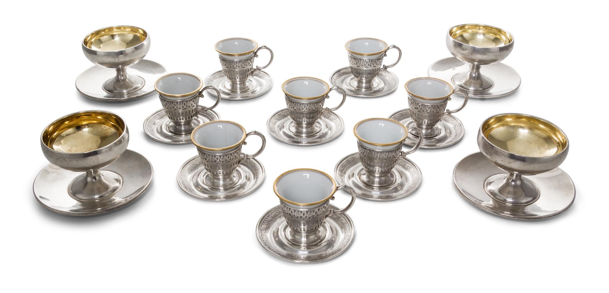 A Set of American Silver Table Articles, Webster Company, North Attleboro, MA, Early 20th Century, comprising four sherbets with underp