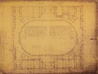An Original Chicago Stadium Blueprint Architectural Drawing. C. 1928.