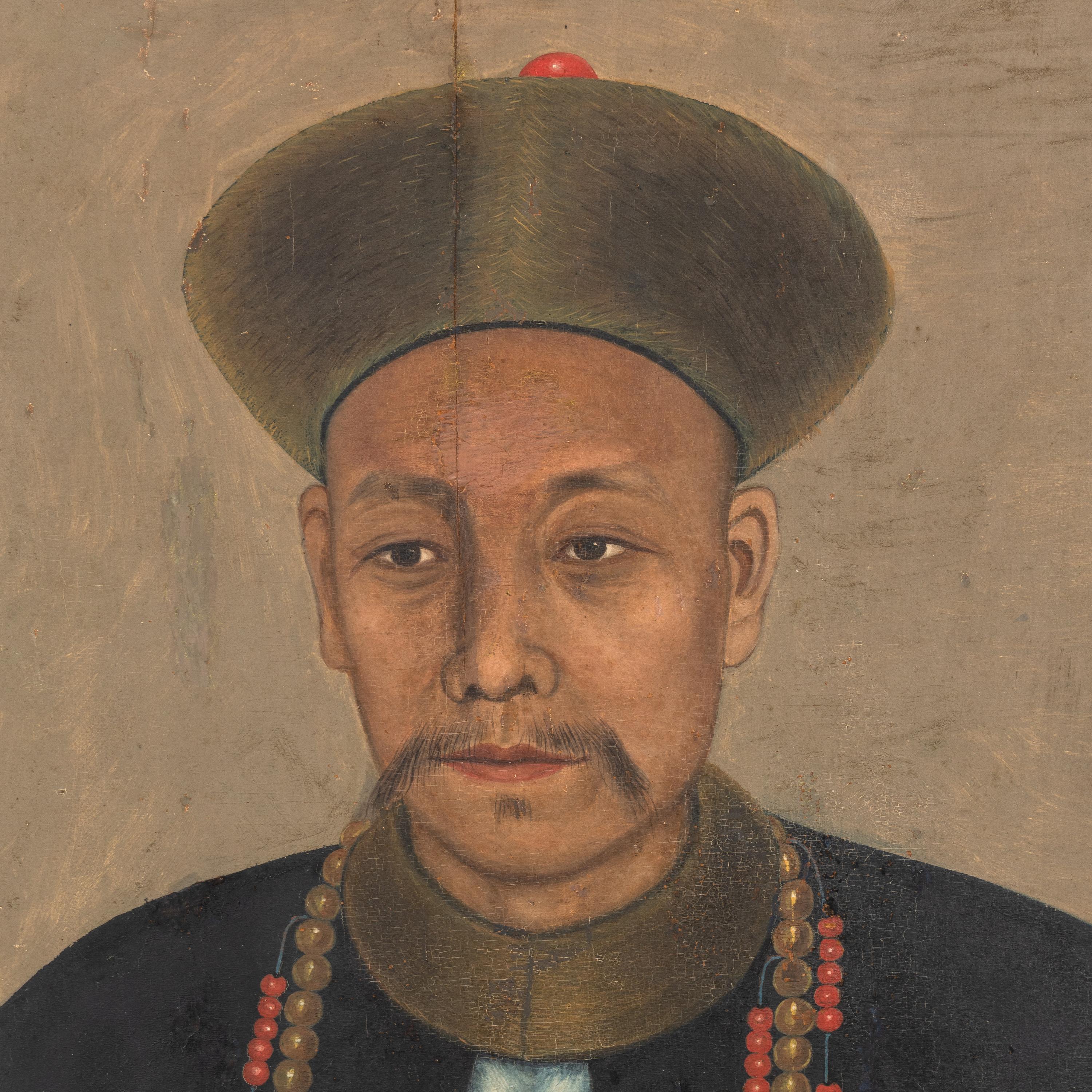 A Chinese Export Painting of a Military Official, 19th Century — 清晚期 油畫武官像