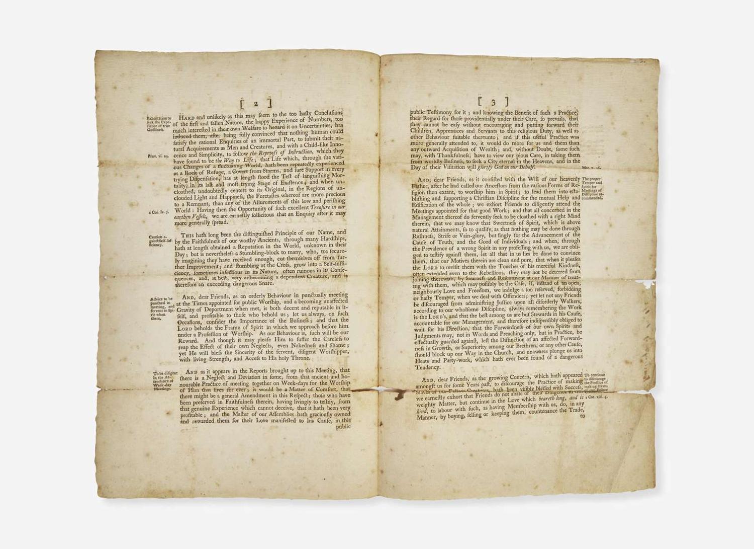 [Americana] [Franklin, Benjamin] Smith, John: The Epistle From Our Yearly-Meeting, for New-Jersey, and Pennsylvania...from the 27th of the Ninth Month, to the 2d of the Tenth Month, inclusive, 1760...