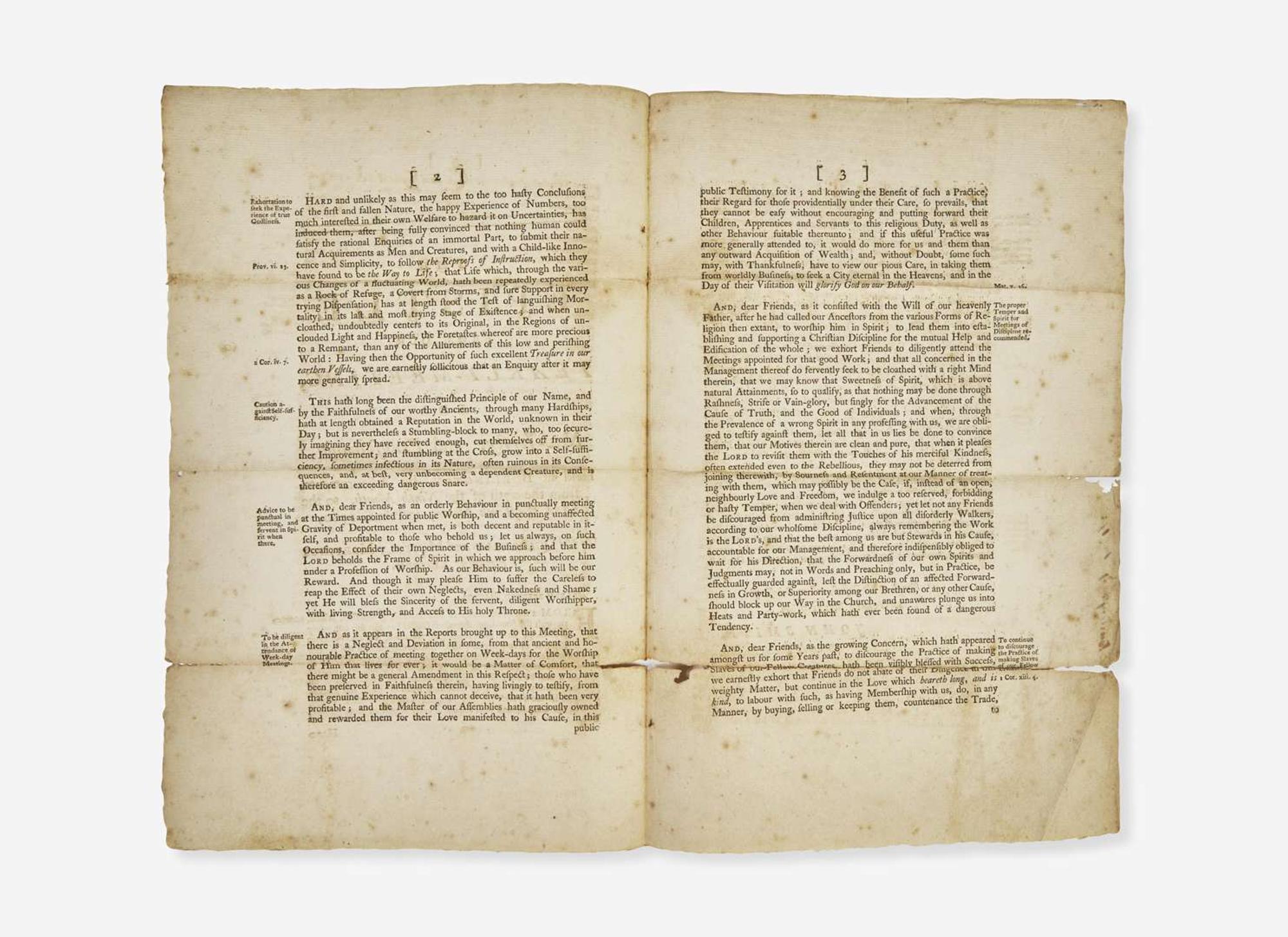[Americana] [Franklin, Benjamin] Smith, John: The Epistle From Our Yearly-Meeting, for New-Jersey, and Pennsylvania...from the 27th of the Ninth Month, to the 2d of the Tenth Month, inclusive, 1760...
