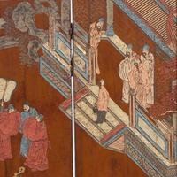 A Chinese Eight-Panel 'Figural' Coromandel Floor Screen, 18th Century 清中期 款彩人物图八扇屏