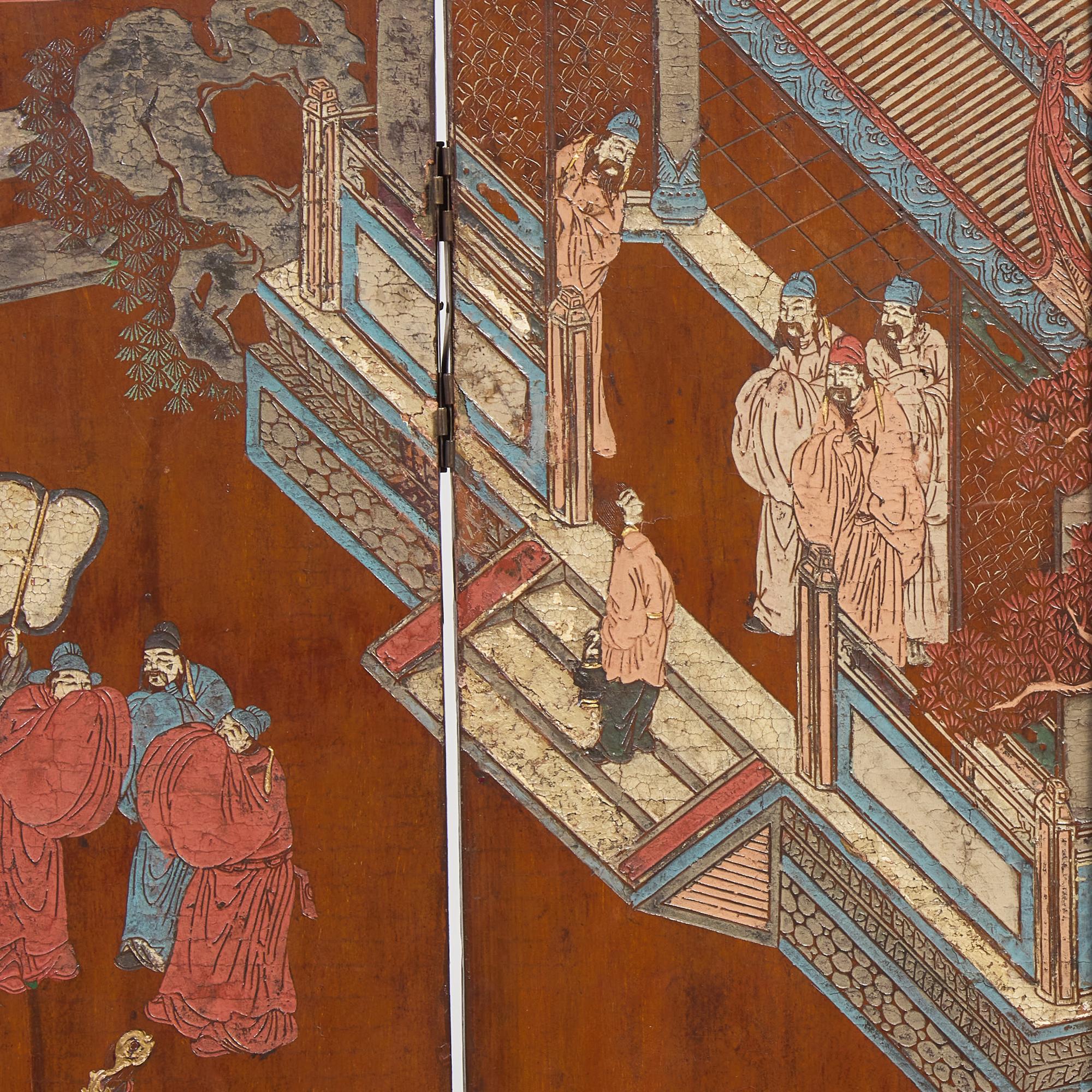A Chinese Eight-Panel 'Figural' Coromandel Floor Screen, 18th Century 清中期 款彩人物图八扇屏