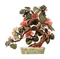 APPROVED FOR DONATION - A Chinese Carved Hardstone Tree with White and Pink Peony Blossoms