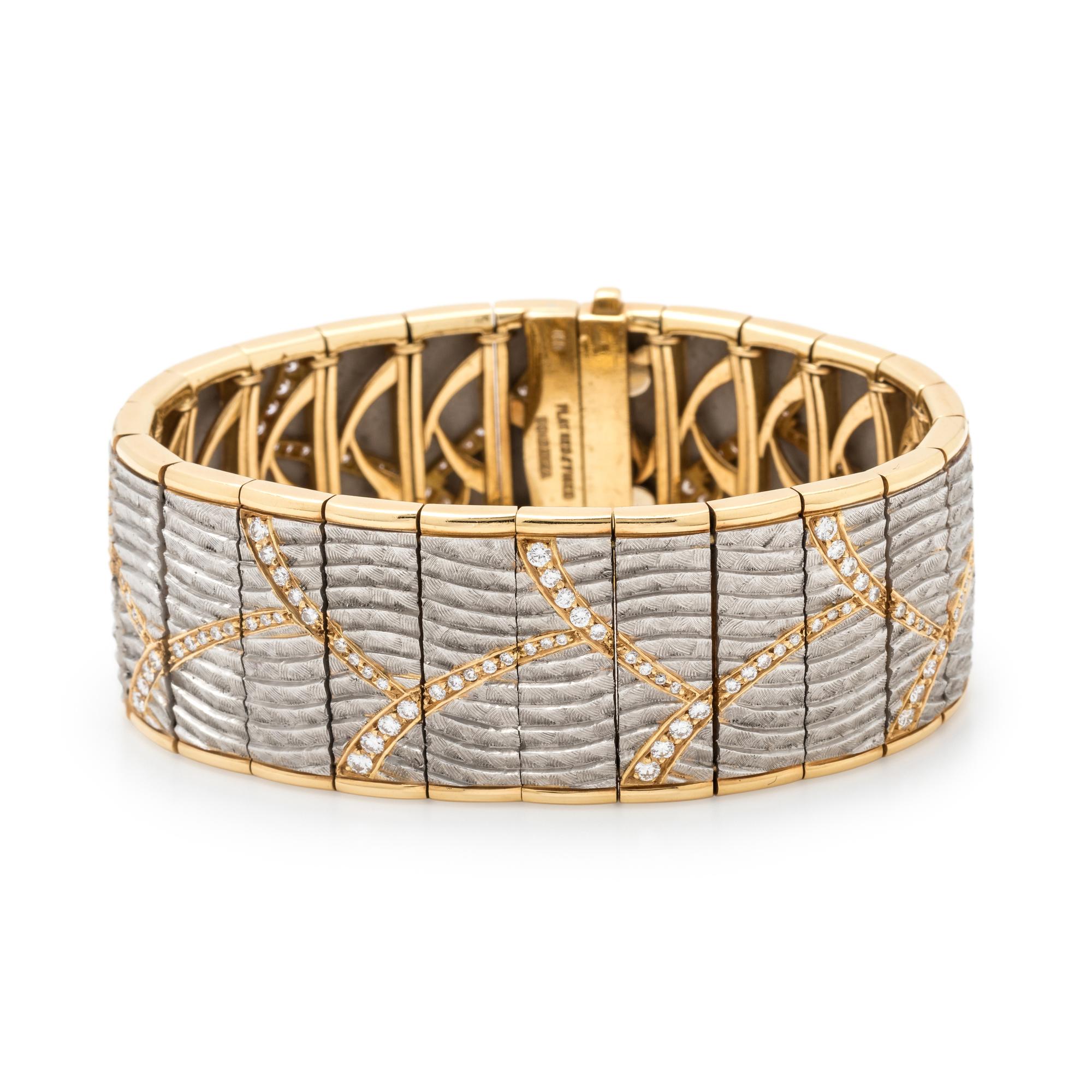 MICHAEL BONDANZA, PLATINUM, YELLOW GOLD AND DIAMOND BRACELET