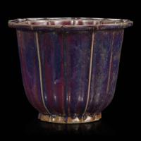 A Chinese flambé-glazed barbed jardinière 钧窑花盆一件