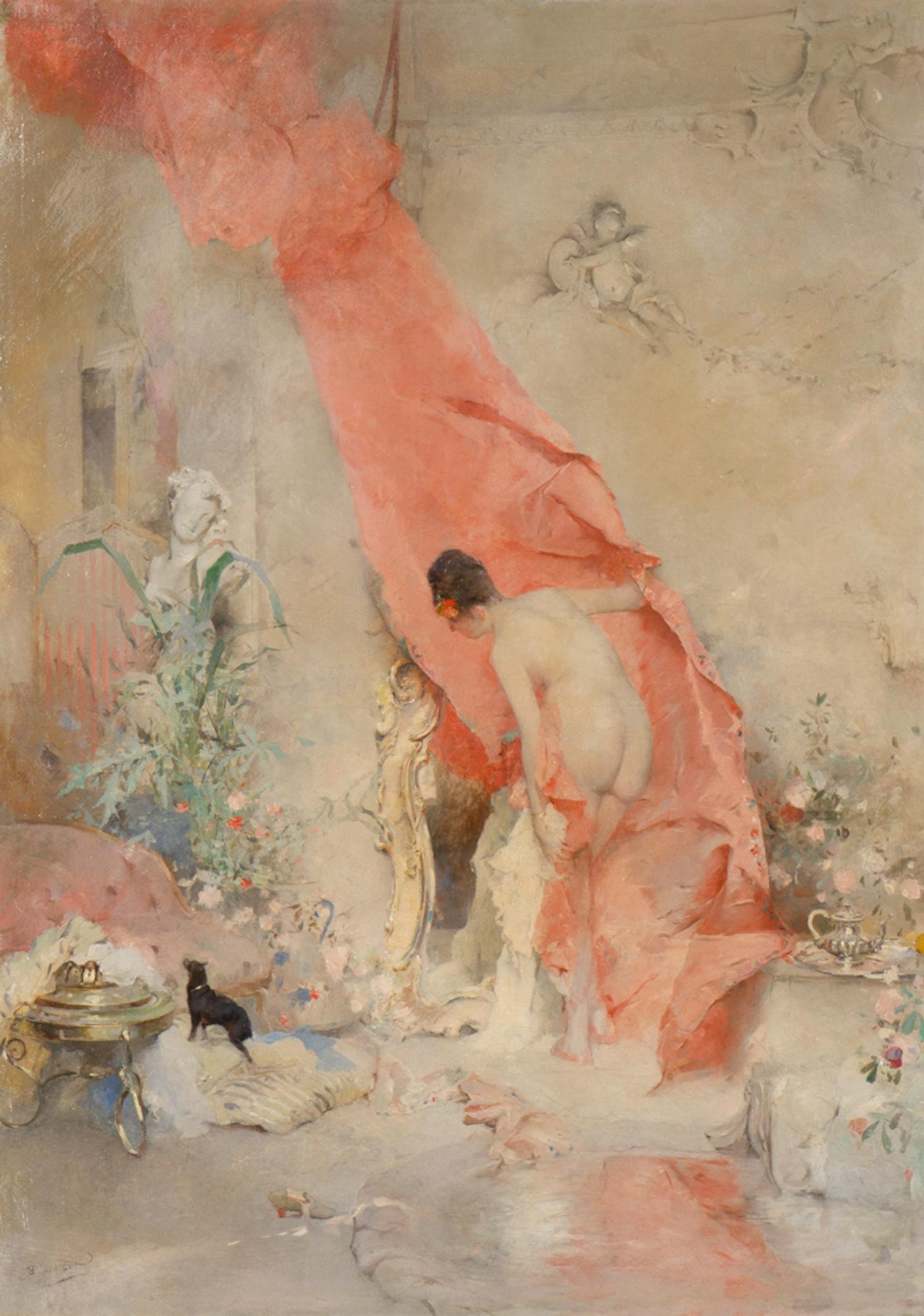 Nu au drape rose