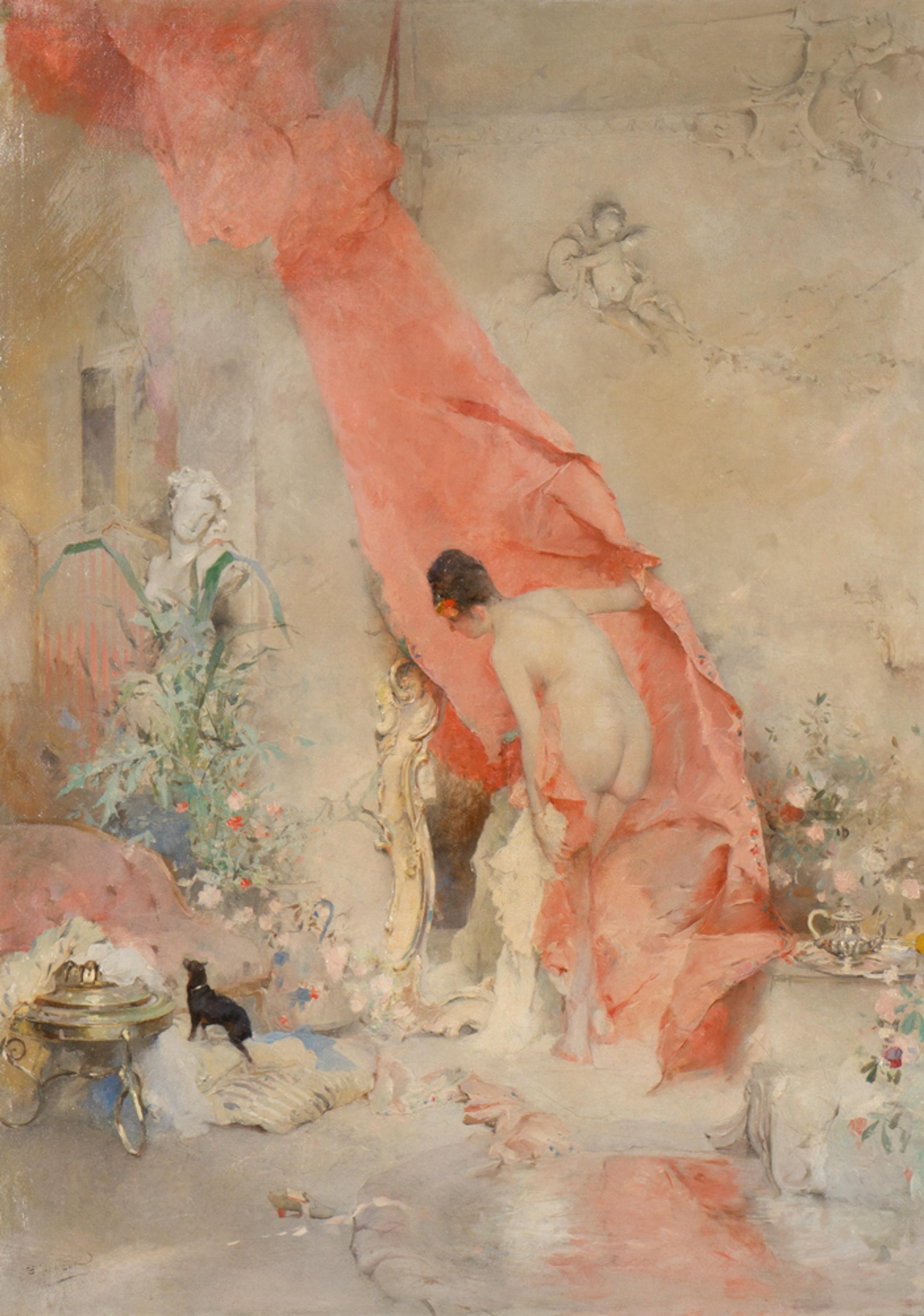 Nu au drape rose
