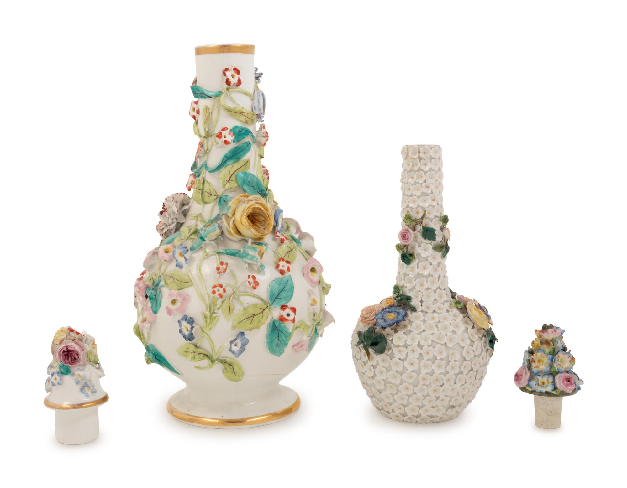 Two German Porcelain Schneeballen Vases