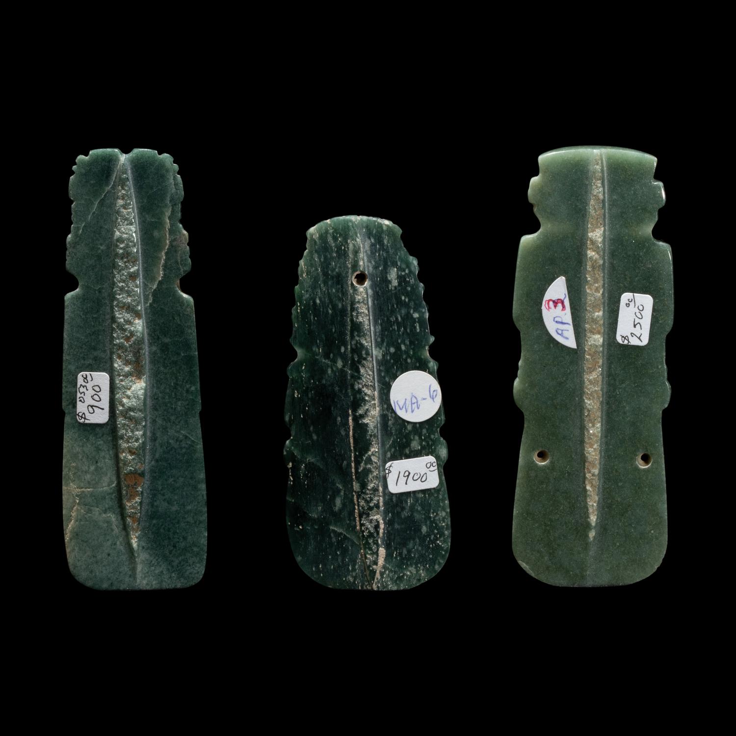 Three Costa Rican Jade Figural Celt Pendants