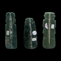 Three Costa Rican Jade Figural Celt Pendants