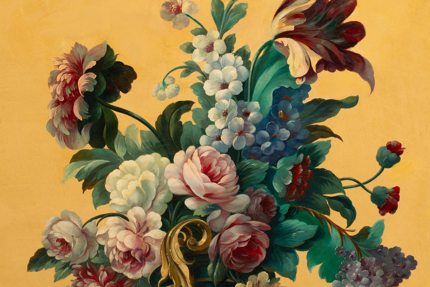 A Pair of Continental Painted Canvas Panels