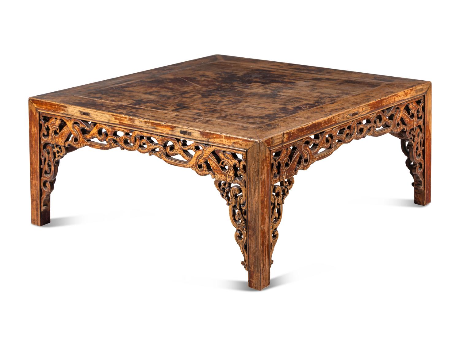 A Chinese Carved Hardwood Low Table