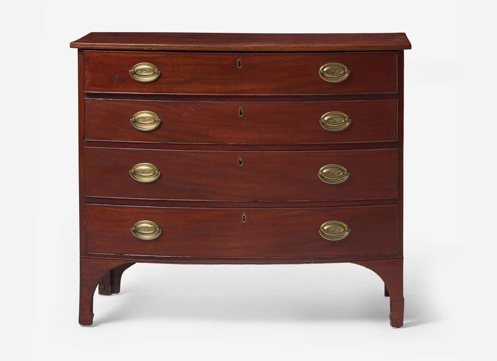 A Federal inlaid mahogany bowfront chest of drawers, circa 1800