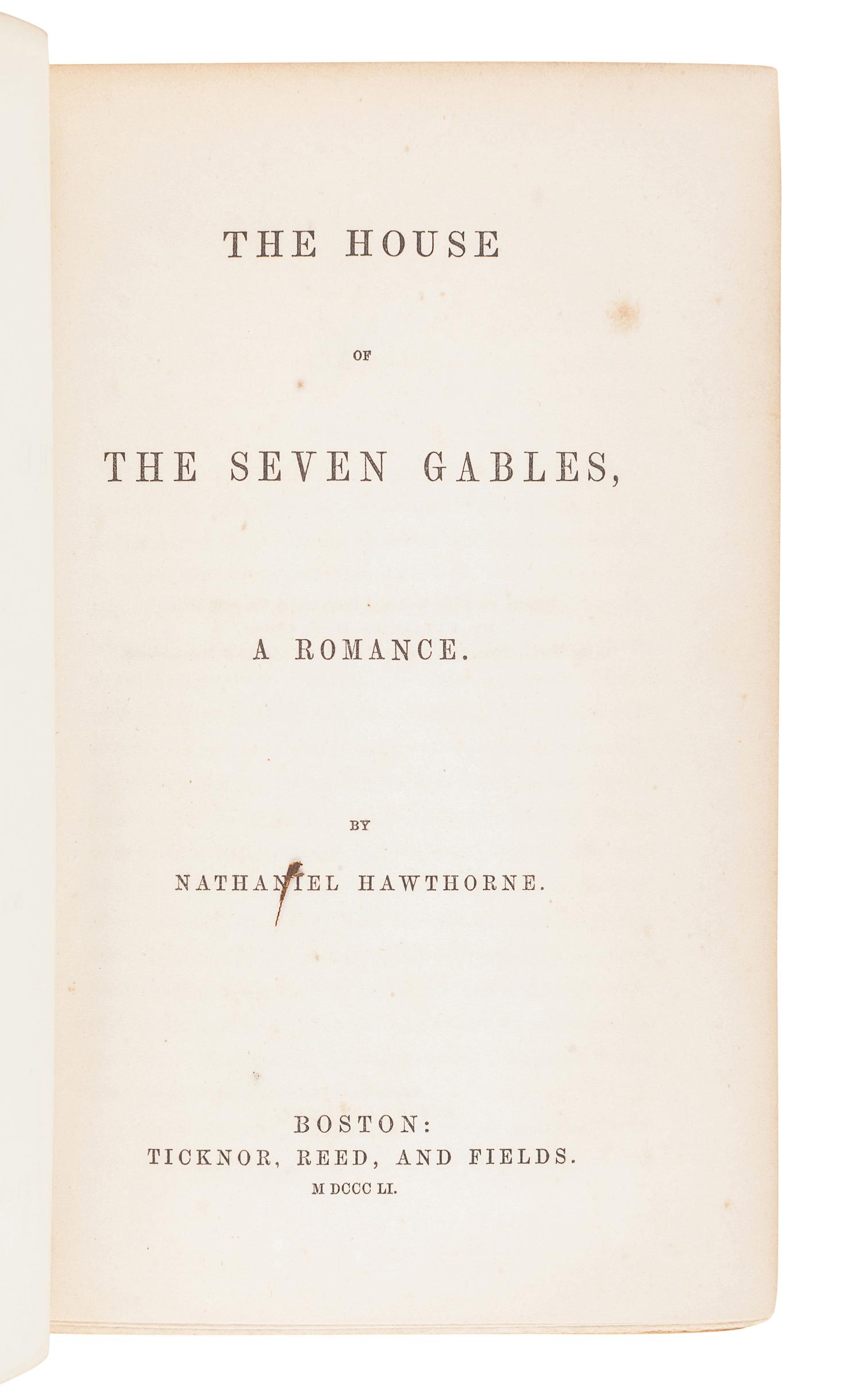 HAWTHORNE, Nathaniel (1804-1864). The Scarlet Letter, A Romance . Boston: Ticknor, Reed, and Fields, 1850.