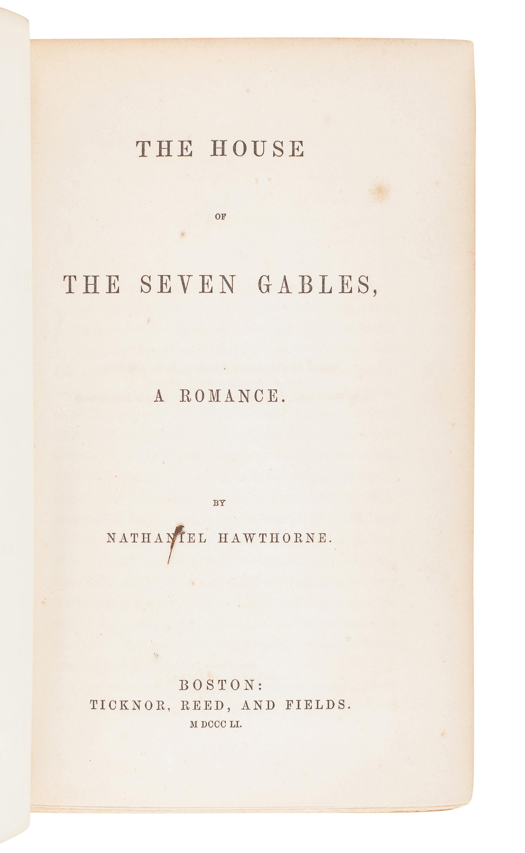HAWTHORNE, Nathaniel (1804-1864). The Scarlet Letter, A Romance . Boston: Ticknor, Reed, and Fields, 1850.