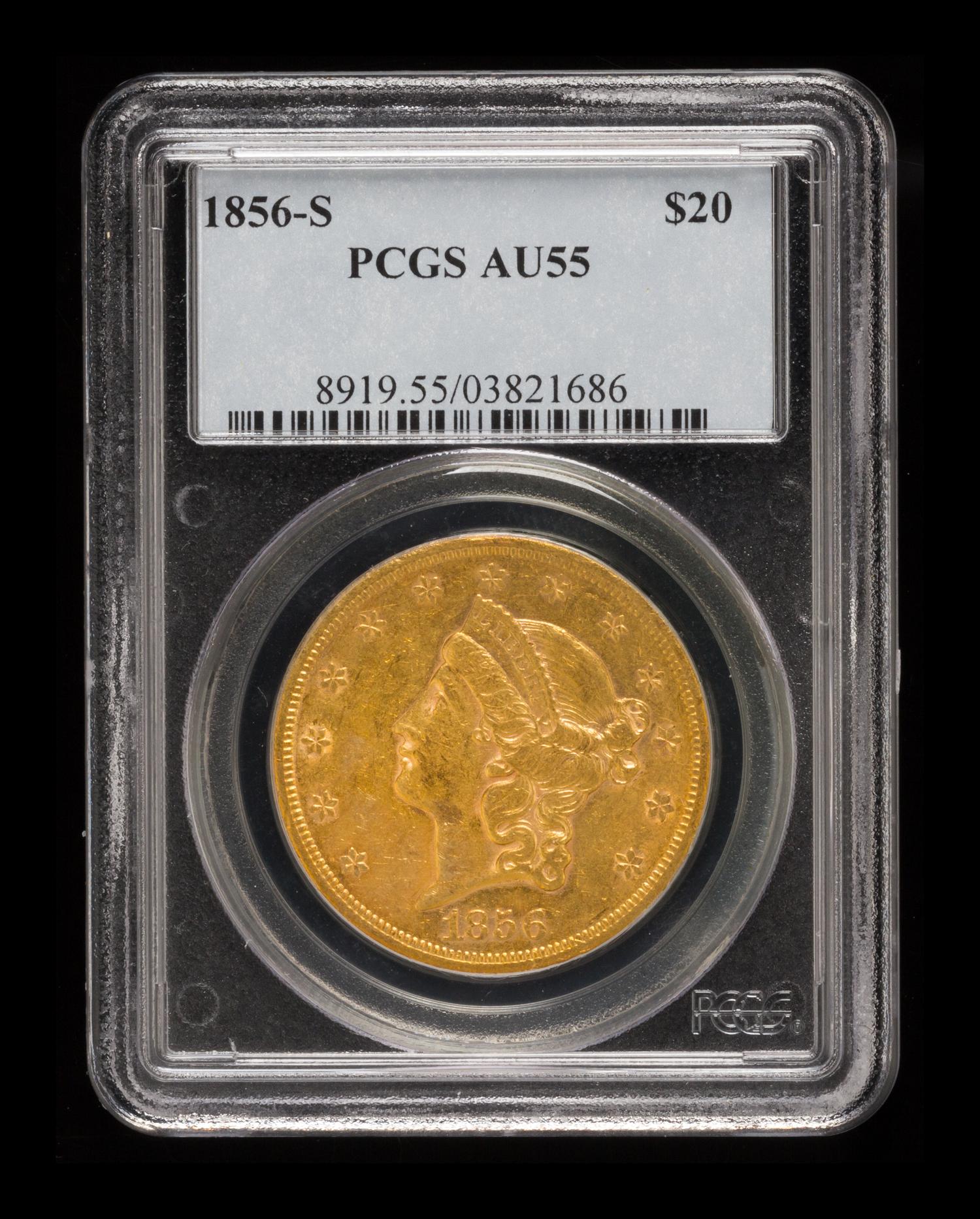 A United States 1856-S Liberty Head $20 Gold Coin