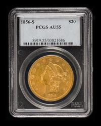 A United States 1856-S Liberty Head $20 Gold Coin