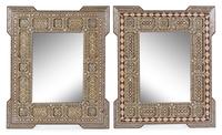 A Pair of Moorish Inlaid Mirrors Height 35 1/2 x width 29 1/2 inches. — 20TH CENTURY