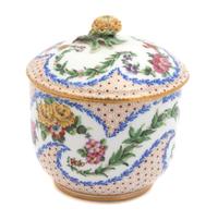 A Sevres Porcelain Sugar Bowl with Lid Height 4 inches. — LATE 18TH CENTURY