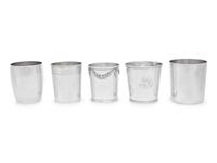 Five Continental Silver Beakers