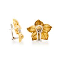 YELLOW GOLD AND DIAMOND FLOWER EARRINGS
