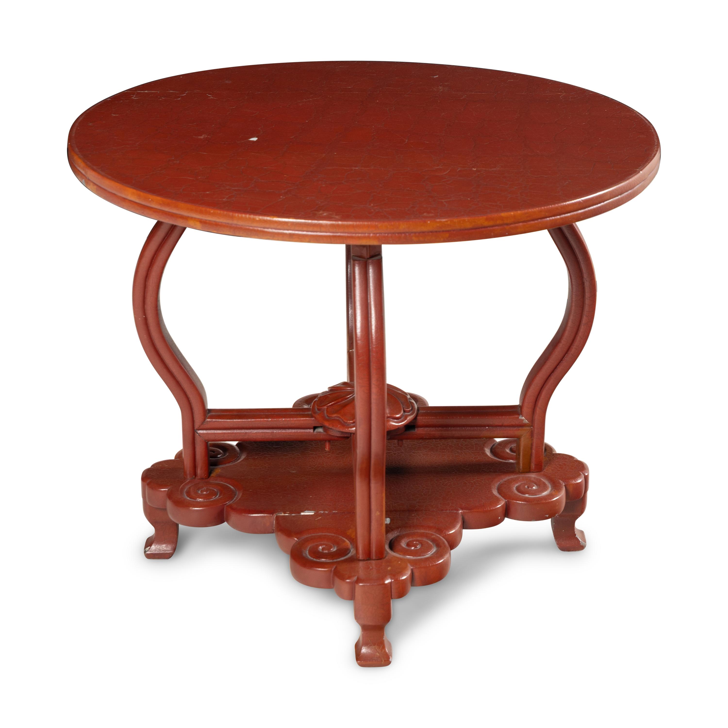 A Chinese Export Red Lacquer Side Table