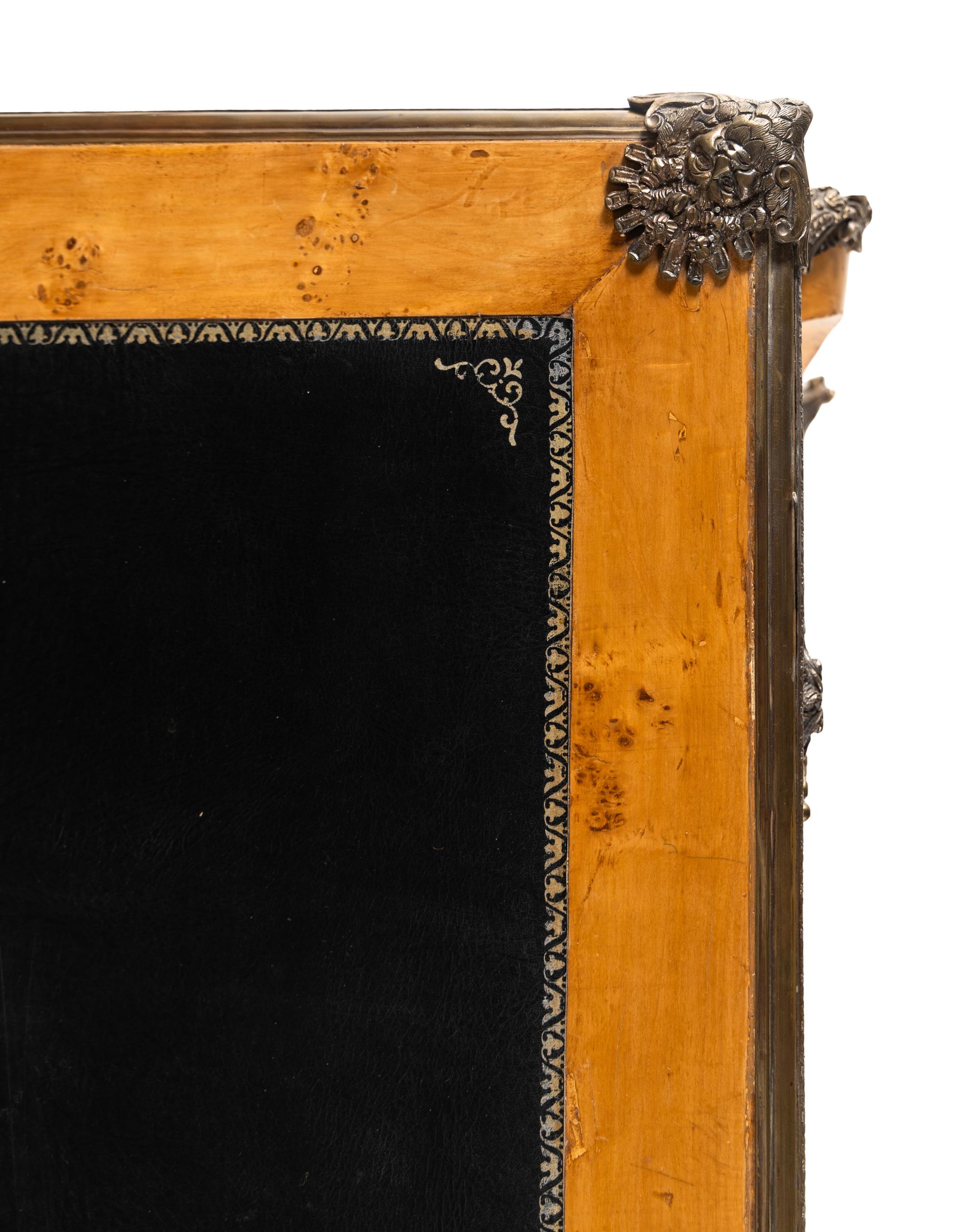 A Louis XV Style Gilt Metal Mounted Burlwood Bureau Plat