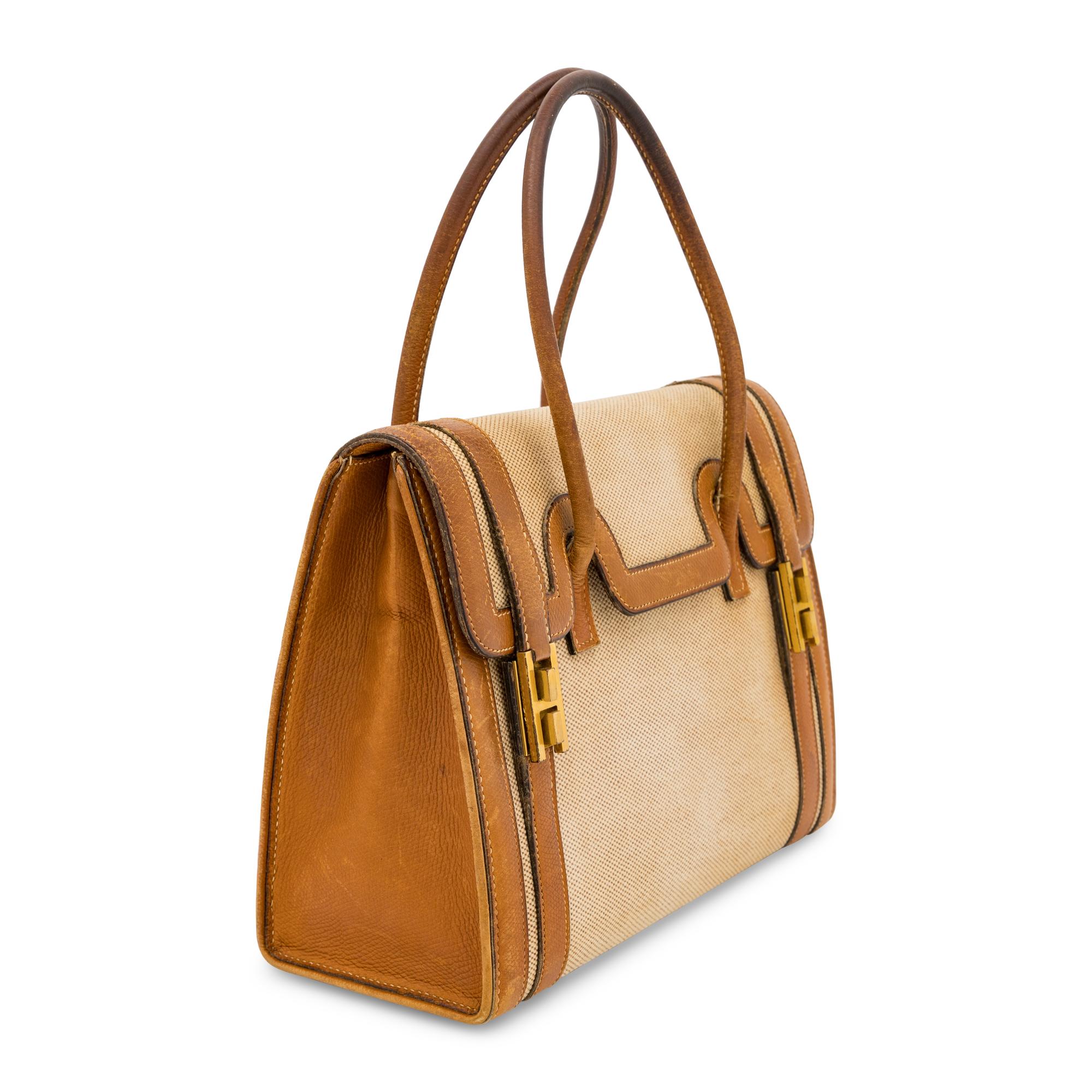 Hermès, Vintage Drag Bag in Canvas & Courchevel Leather, 1964