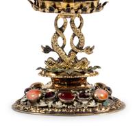 A German Enameled Silver-Gilt, Jewel and Carved Agate Cup