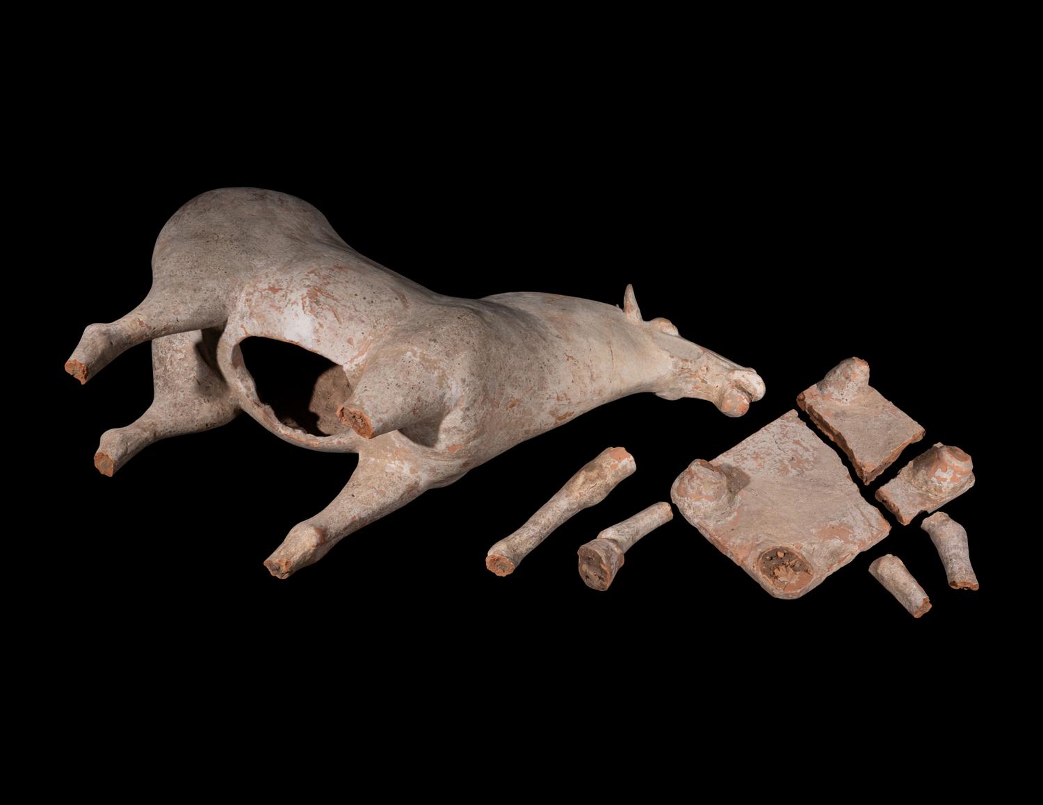 Three Chinese Pottery Equine Figures