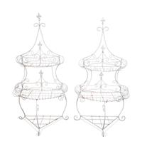 A Pair of Coated Wirework Two-Tier Plant Stands
