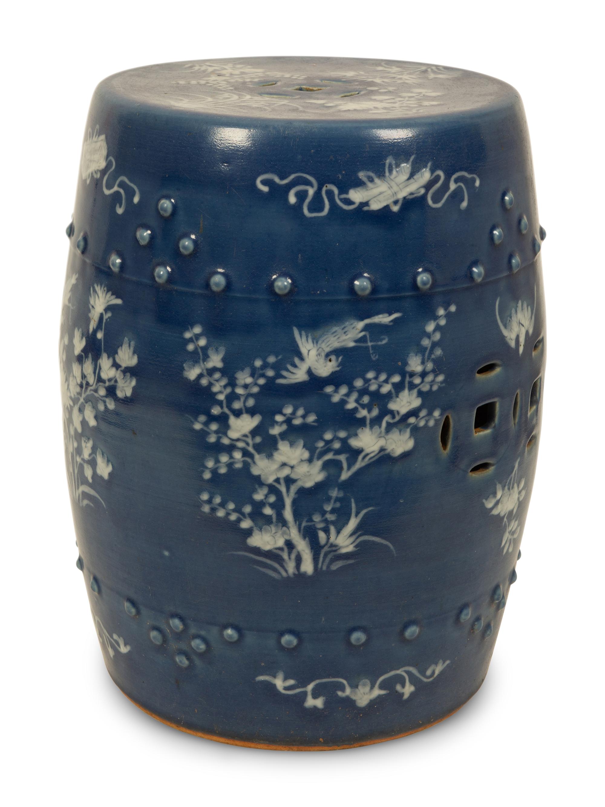 A Chinese Blue Glazed Garden Stool