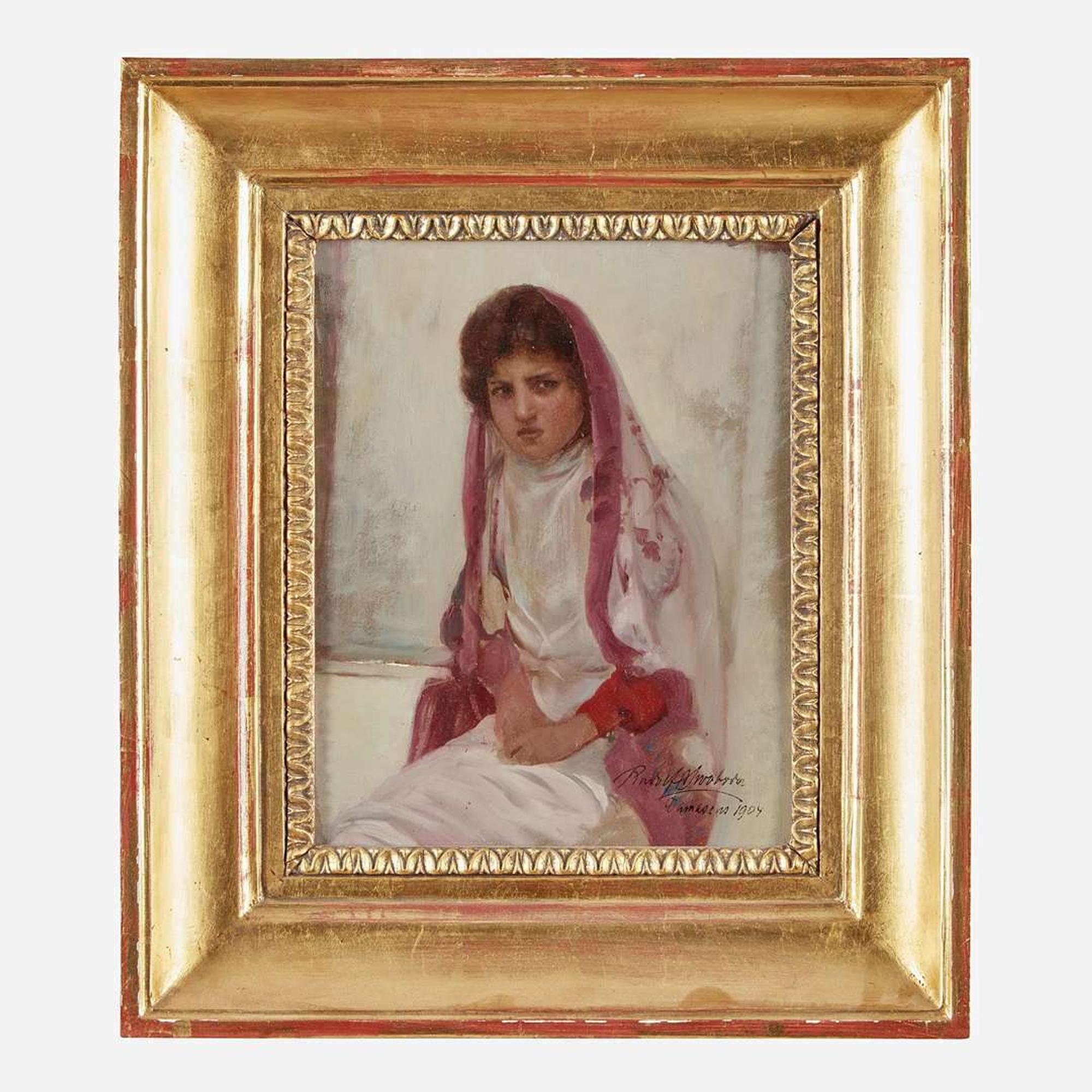 Rudolph Swoboda the Younger (Austrian, 1859–1914) Seated Veiled Woman; together with a companion (Portrait of a Woman; Bust-Length)