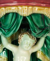 Two Majolica Putti Wall Brackets — 19th Century