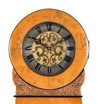 A Biedermeier Birch Longcase Clock