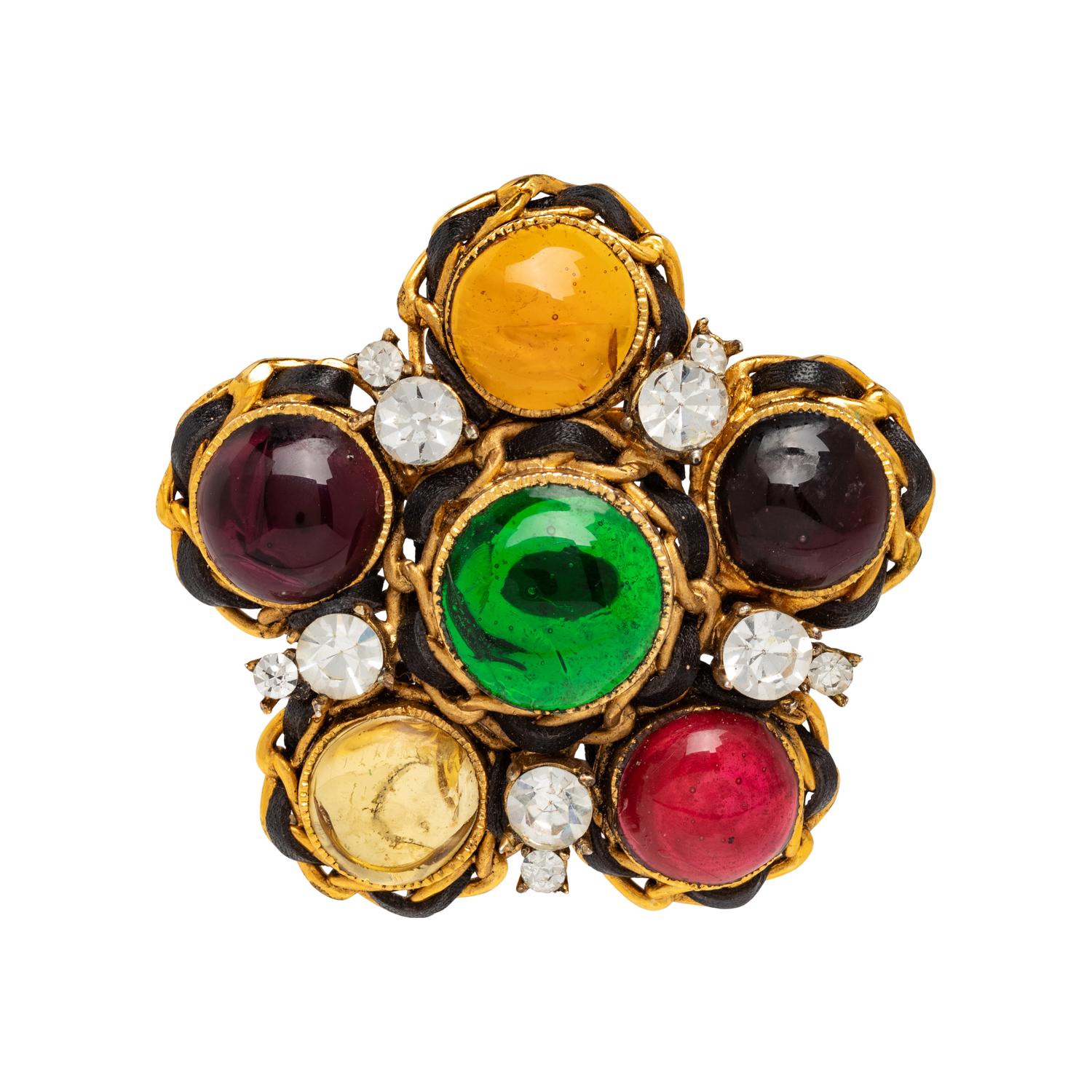 Chanel, Gripoix Pâte de Verre & Strass Brooch