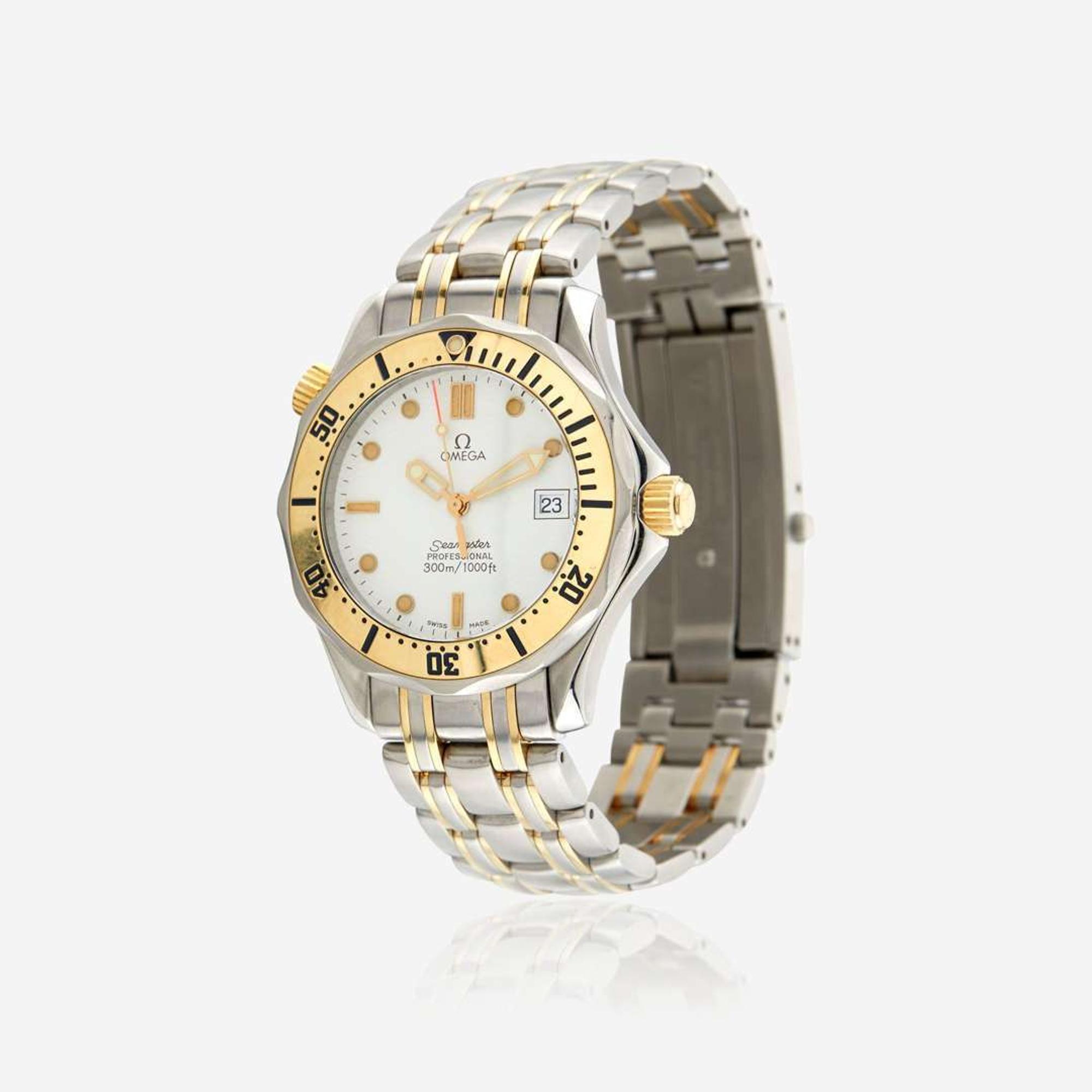 A stainless steel and gold divers watch, Omega Seamaster Professional, Ref. 196.1502