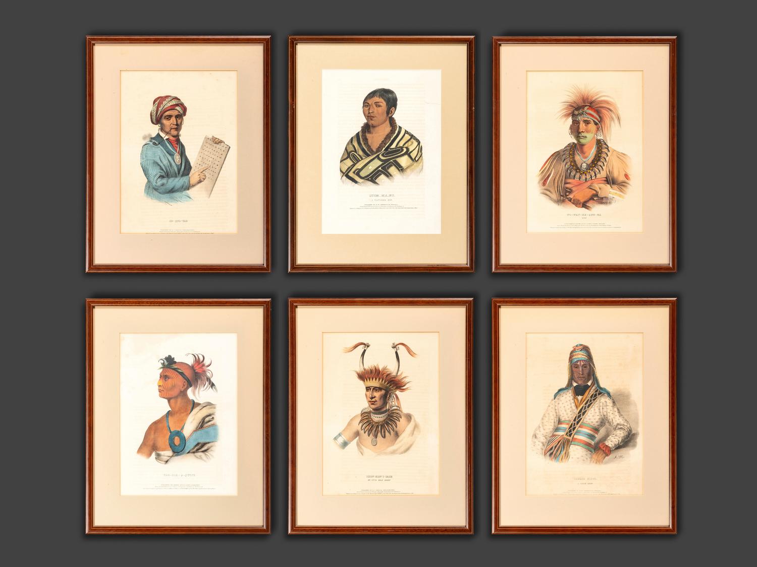 Six Hand-Colored Lithographs by McKenney and Hall