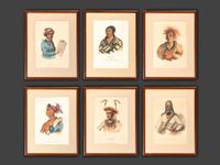 Six Hand-Colored Lithographs by McKenney and Hall