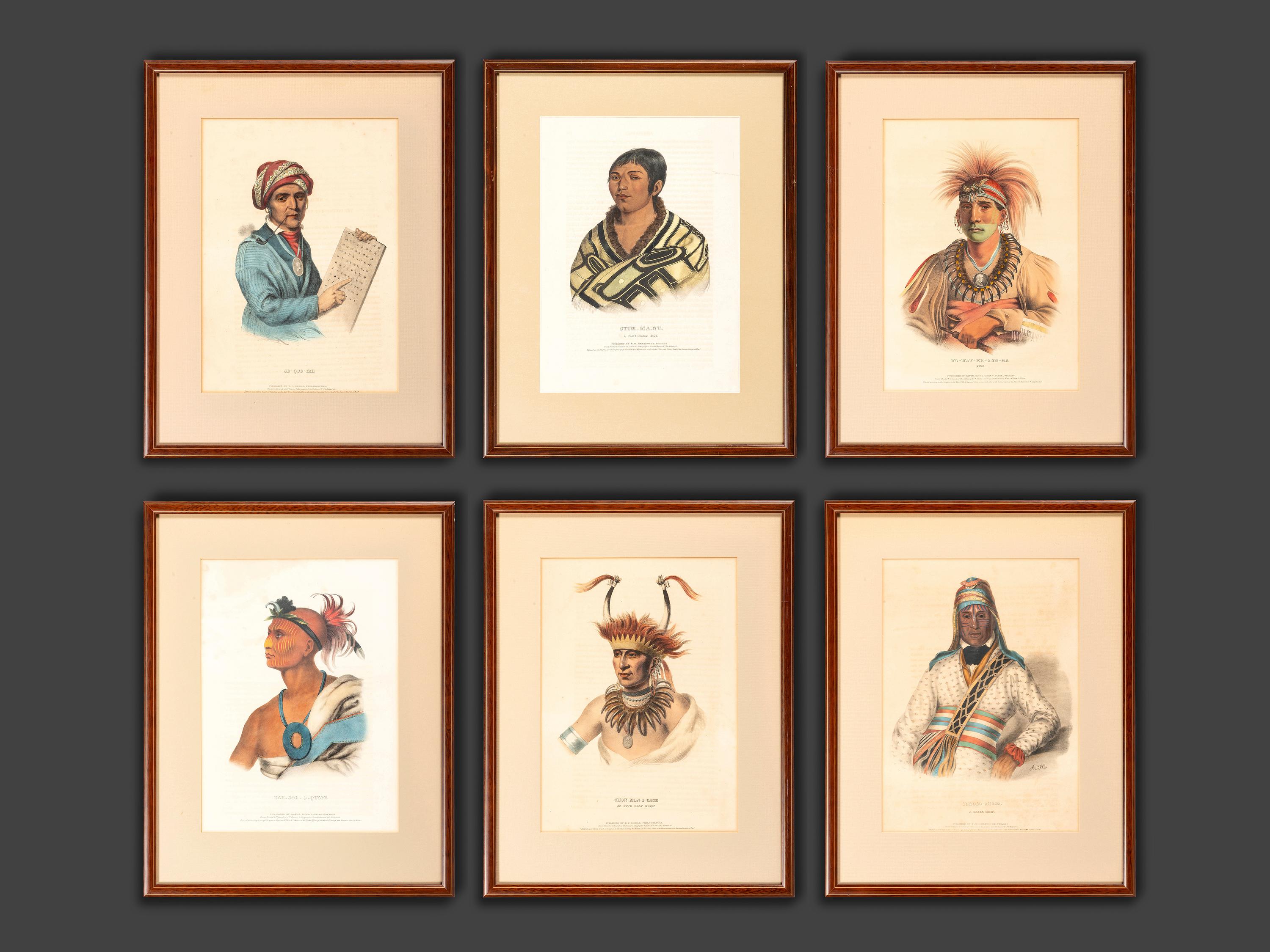 Six Hand-Colored Lithographs by McKenney and Hall