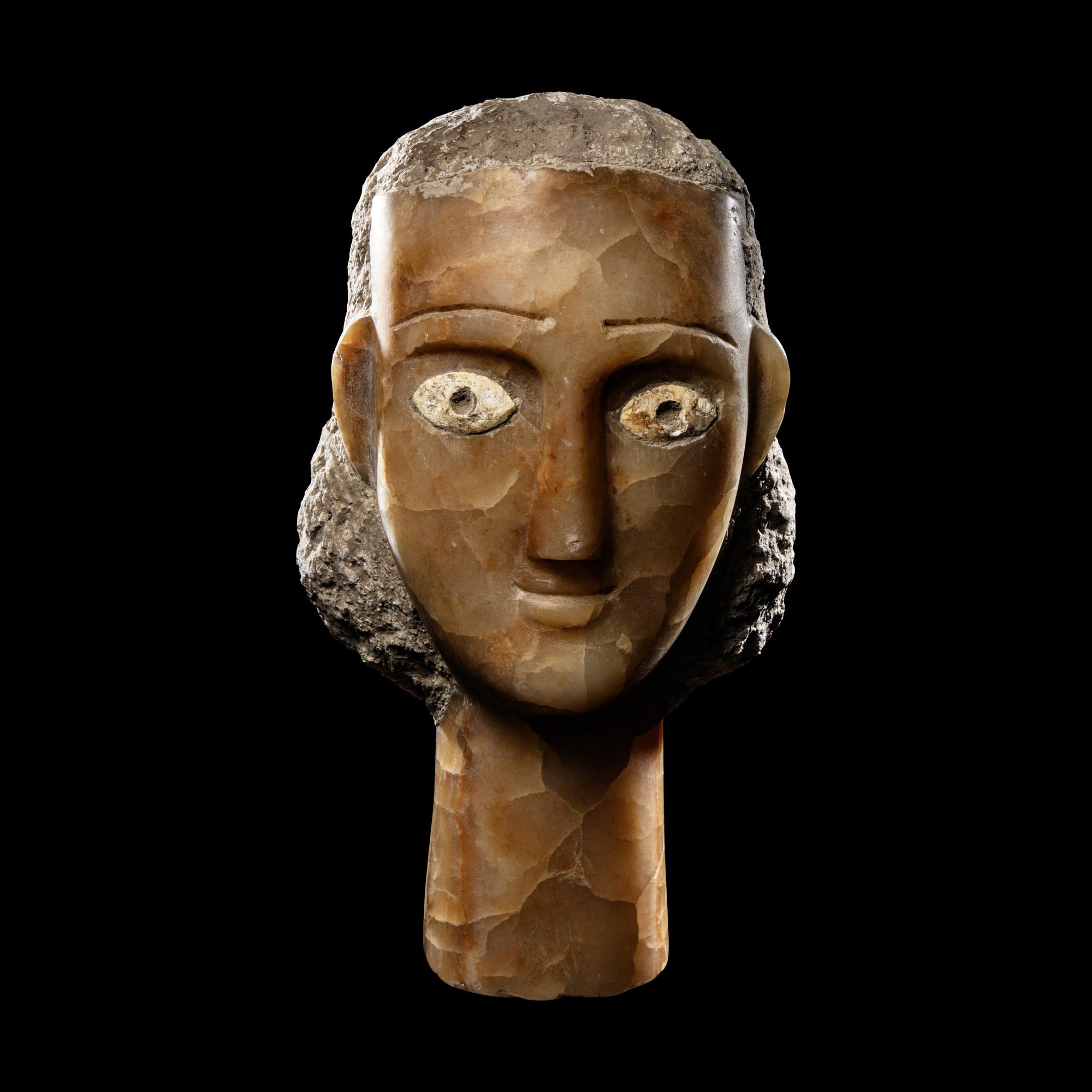 A South Arabian Alabaster Head of a Woman