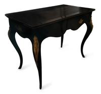A Louis XV Style Ebonized and Gilt Metal Mounted Bureau Plat Height 29 x width 35 3/4 x depth 21 inches. — 19TH CENTURY