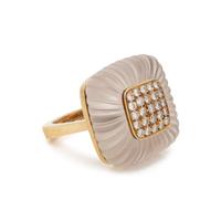 YELLOW GOLD, ROCK CRYSTAL AND DIAMOND RING