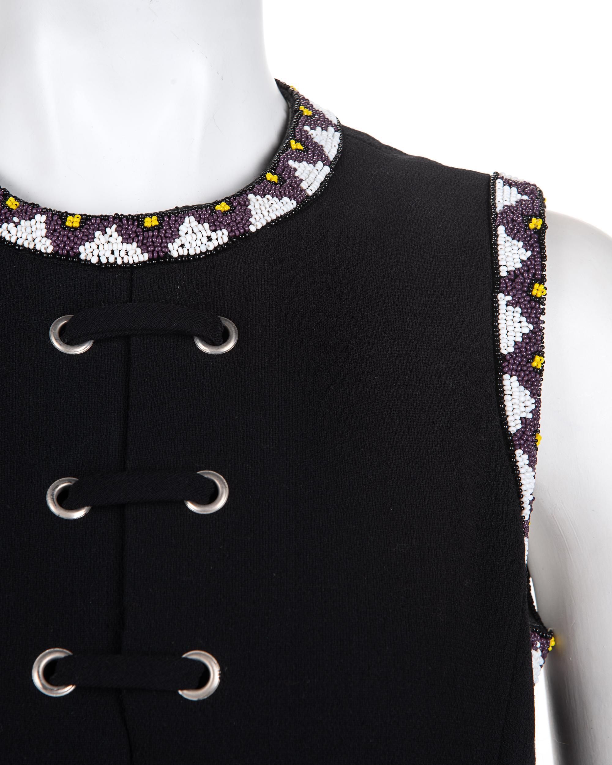 Louis Feraud Wool and Bead Trimmed Dress, 1970-90s
