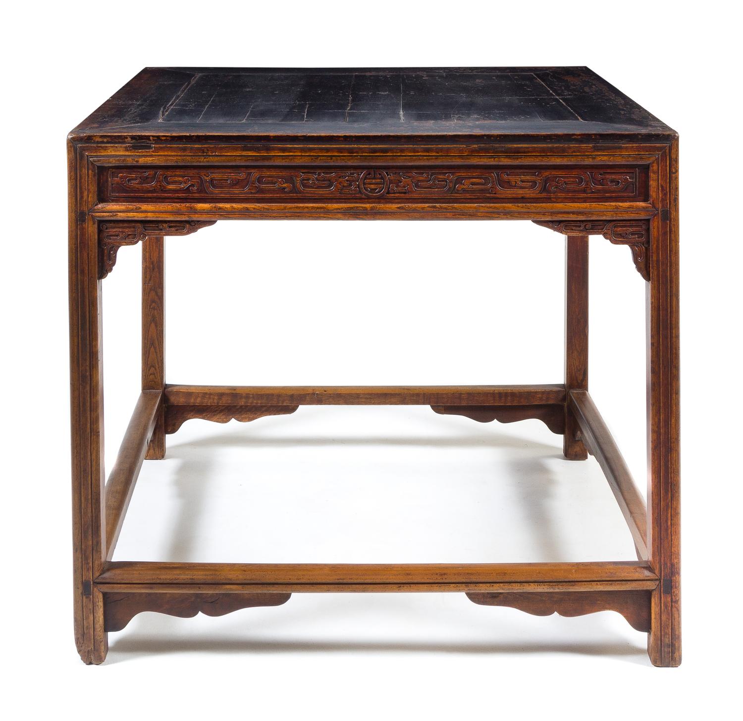 A Chinese Hardwood Square Table, Fangzhuo Height 33 1/2 x width 38 1/4 x depth 38 inches. — 18TH/19TH CENTURY
